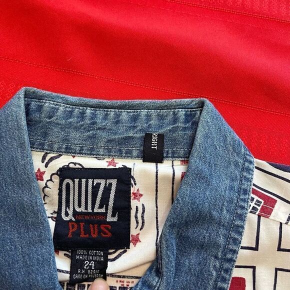 Quizz Jeans New York Plus VTG 4th Of July Patriotic Shirt Size 24W - Picture 4 of 10